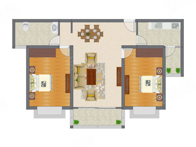 2室2厅 105.00平米