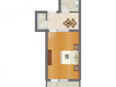 1室1厅 38.84平米户型图