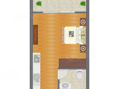 1室1厅 29.95平米户型图