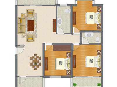 3室2厅 131.98平米户型图