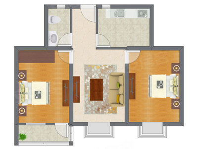 2室1厅 82.30平米户型图