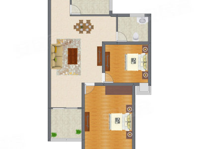 2室2厅 80.31平米户型图