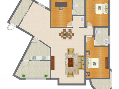3室2厅 124.21平米