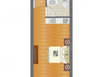 1室0厅 35.37平米户型图