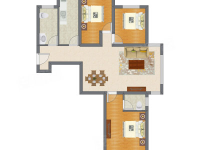 3室2厅 132.39平米户型图
