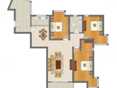 3室2厅 125.36平米