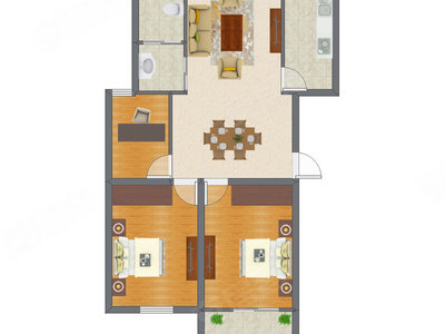 3室1厅 76.69平米
