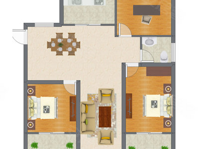 2室2厅 100.05平米户型图