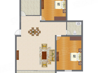2室2厅 118.56平米户型图