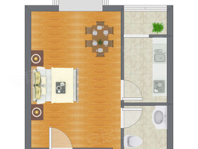 1室0厅 28.82平米户型图
