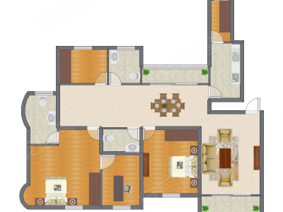 4室2厅 132.15平米户型图