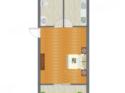 1室0厅 45.50平米户型图
