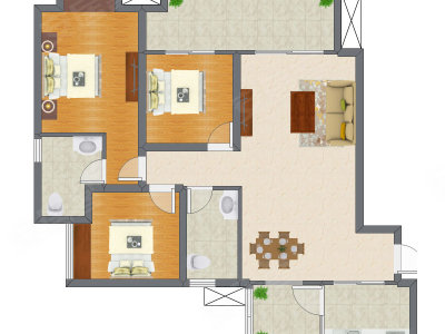 3室2厅 92.15平米