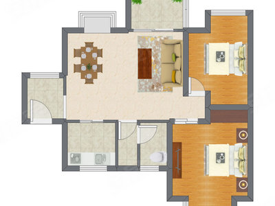 2室2厅 55.16平米户型图