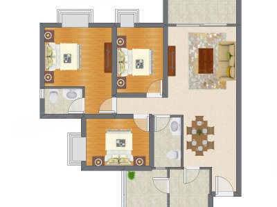 3室2厅 65.22平米