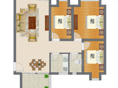 3室2厅 85.47平米