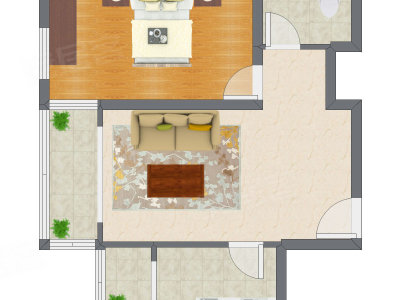 1室1厅 66.00平米户型图