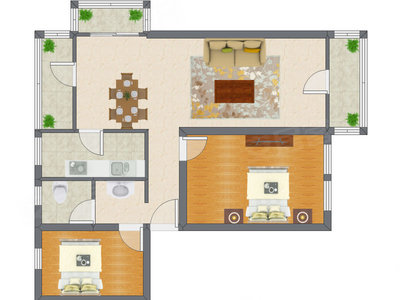2室2厅 115.41平米户型图
