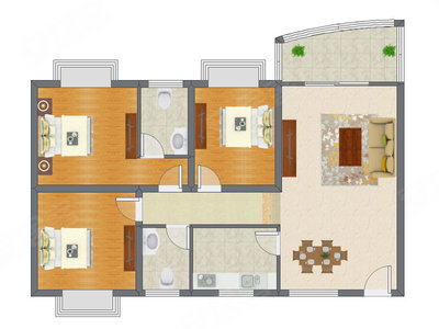 3室2厅 87.15平米