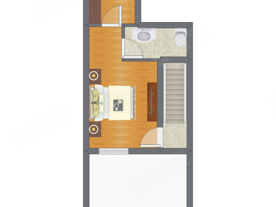 1室2厅 52.10平米户型图