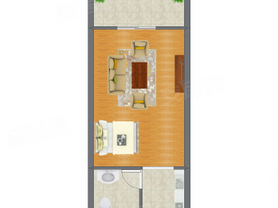 1室1厅 34.71平米户型图