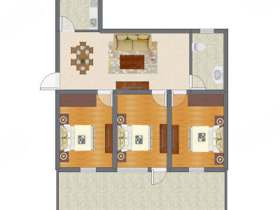 3室2厅 89.75平米