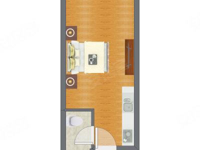 1室0厅 32.53平米户型图