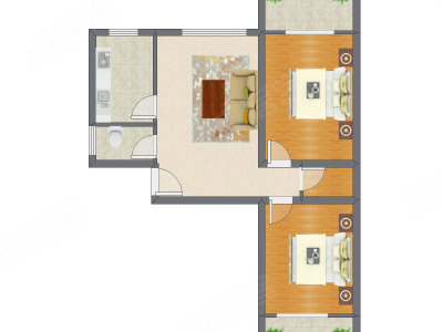 2室1厅 113.17平米户型图