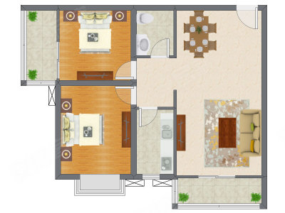 2室2厅 99.62平米