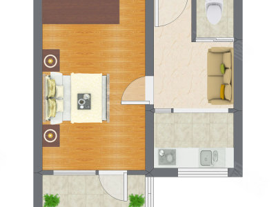 1室1厅 40.40平米户型图
