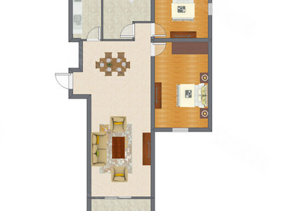 2室2厅 123.50平米户型图