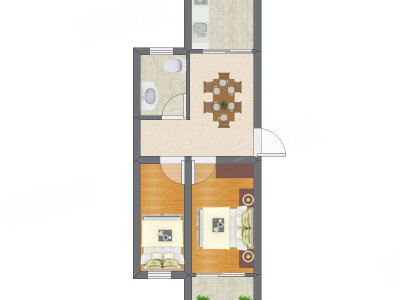 2室1厅 31.65平米户型图