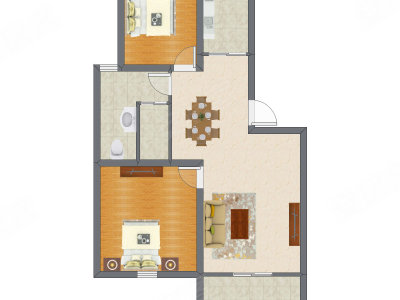 2室2厅 95.60平米户型图