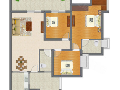 3室1厅 88.02平米