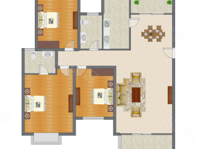 3室2厅 200.00平米