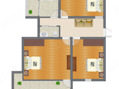 3室1厅 81.50平米