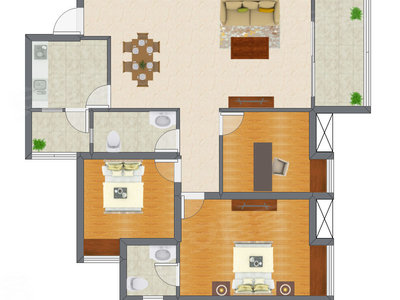 3室2厅 89.32平米