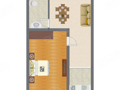 1室2厅 63.00平米户型图
