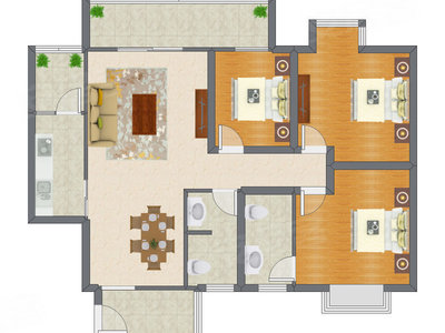 3室2厅 122.57平米
