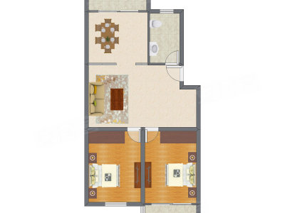 2室2厅 105.60平米户型图