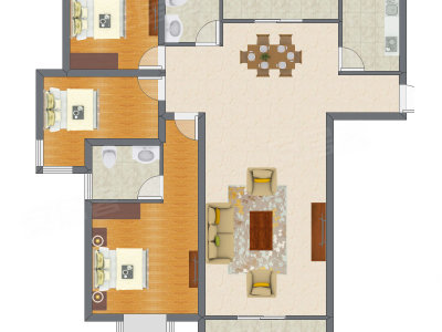 3室1厅 101.76平米