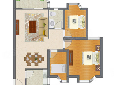 3室2厅 83.18平米户型图