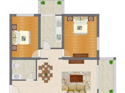 2室2厅 101.04平米