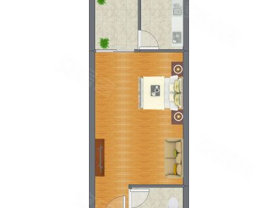1室0厅 51.53平米户型图