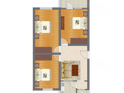 3室1厅 84.05平米户型图