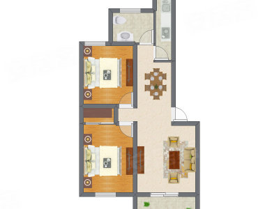 2室2厅 55.18平米