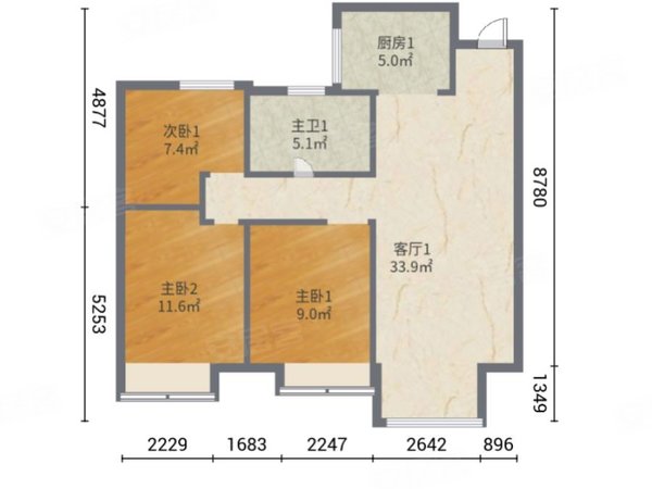 青岛即墨新汽车站北杭新邸西区北杭新邸西区 3室1厅1卫 电梯房 精