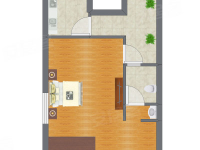 1室1厅 45.00平米户型图
