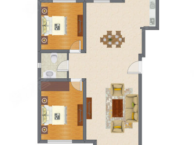 2室2厅 74.45平米