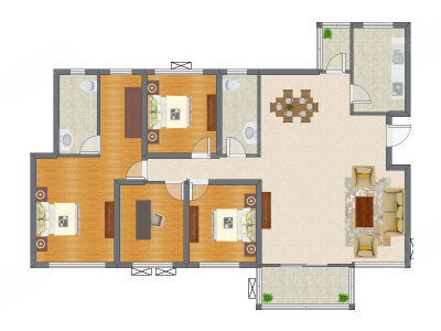 3室2厅 127.34平米